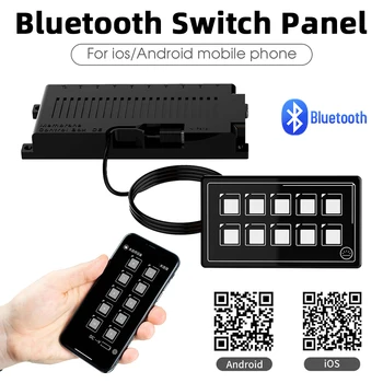 1-3 ADET APP/Bluetooth Kontrol RV Anahtarı Paneli Su Geçirmez 10 Gang Araba Camper tekne LED Anahtarı Paneli IOS/Android Telefon için