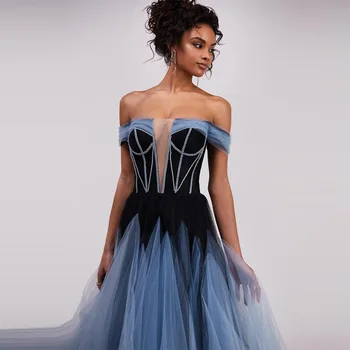 2023 Yeni Moda Balo V Yaka Kapalı Omuz Çay Boyu A-line Pileli Abiye Düğün Parti Törenlerinde Elbiseler De Soirée