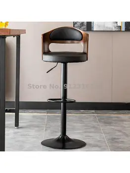 Bar sandalyesi kaldırma katı ahşap arkalığı yüksek ayak taburesi ev modern basit demir çubuk bar sandalyesi bar taburesi ön büro sandalye