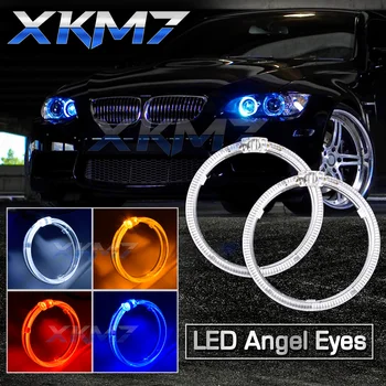 Fiber Optik Melek Gözler Projektör Lens Far Halo Yüzükler Switchback Lamba 80 / 98mm Beyaz Sarı Mavi araba ışıkları aksesuarları