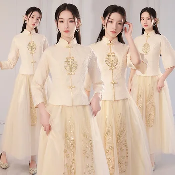Gelin Giysileri 2022 Çin Tarzı Açık Lüks Kardeş Elbise Zarif resmi elbiseler Kadınlar için düğün elbisesi