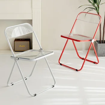Plastik İskandinav Yemek Sandalyesi Katlanır Mutfak Şeffaf Balıkçılık yemek sandalyesi Kamp Cafe Silla Plegable Mobilya Ev için