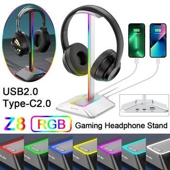 RGB Kulaklık Braketi USB2.0 Tip-C2. 0 Kafa Monte Kulaklık Standı Raf kaymaz Taban masa üstü organiser Evrensel Kulaklık için