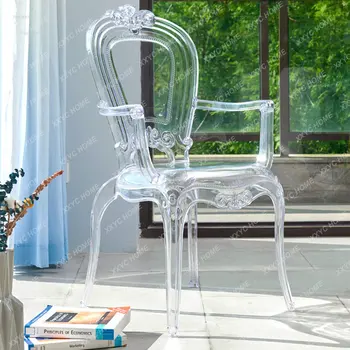 Şeffaf yemek sandalyeleri Minimalist Ev Mobilyaları Arkalığı Plastik yemek sandalye ışığı Lüks Otel Kristal Sandalye